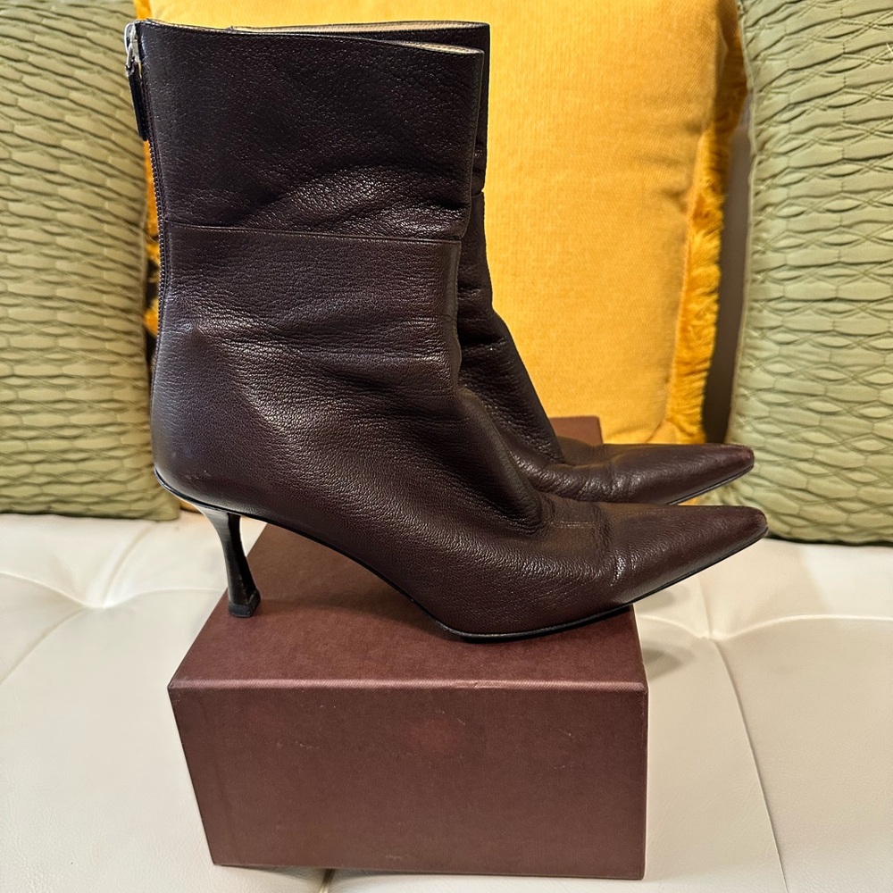 Gucci Brown Leather Ankle Boots